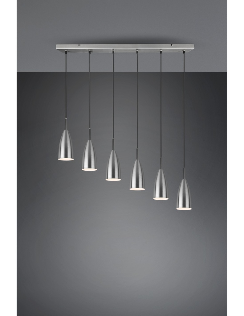 Grande Lampadario Lineare Isola Farin 6 Luci Nichel Trio Lighting