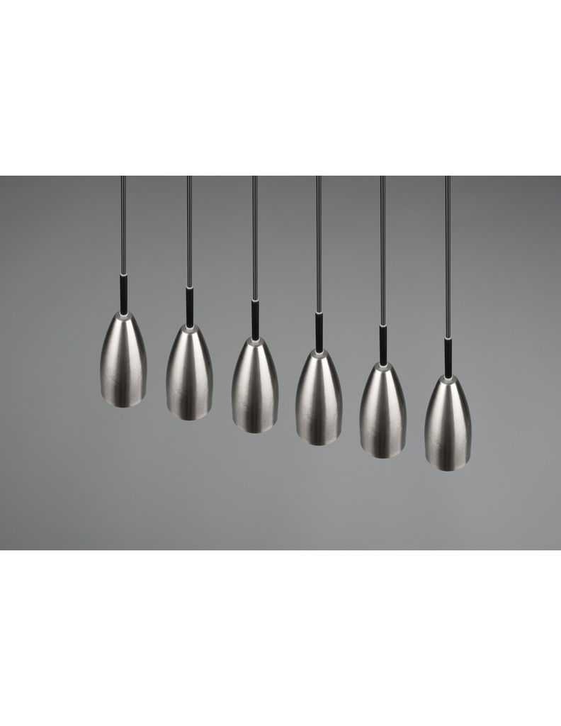 Grande Lampadario Lineare Isola Farin 6 Luci Nichel Trio Lighting