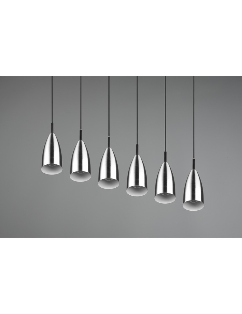 Grande Lampadario Lineare Isola Farin 6 Luci Nichel Trio Lighting