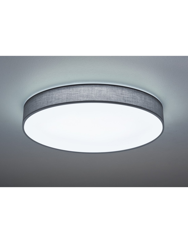 Grande Plafoniera Led Paralume Tessuto Grigio Lugano Ø75 cm Trio Lighting