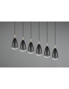 Grande Sospensione Lineare Isola Farin 6 Luci Nero Trio Lighting