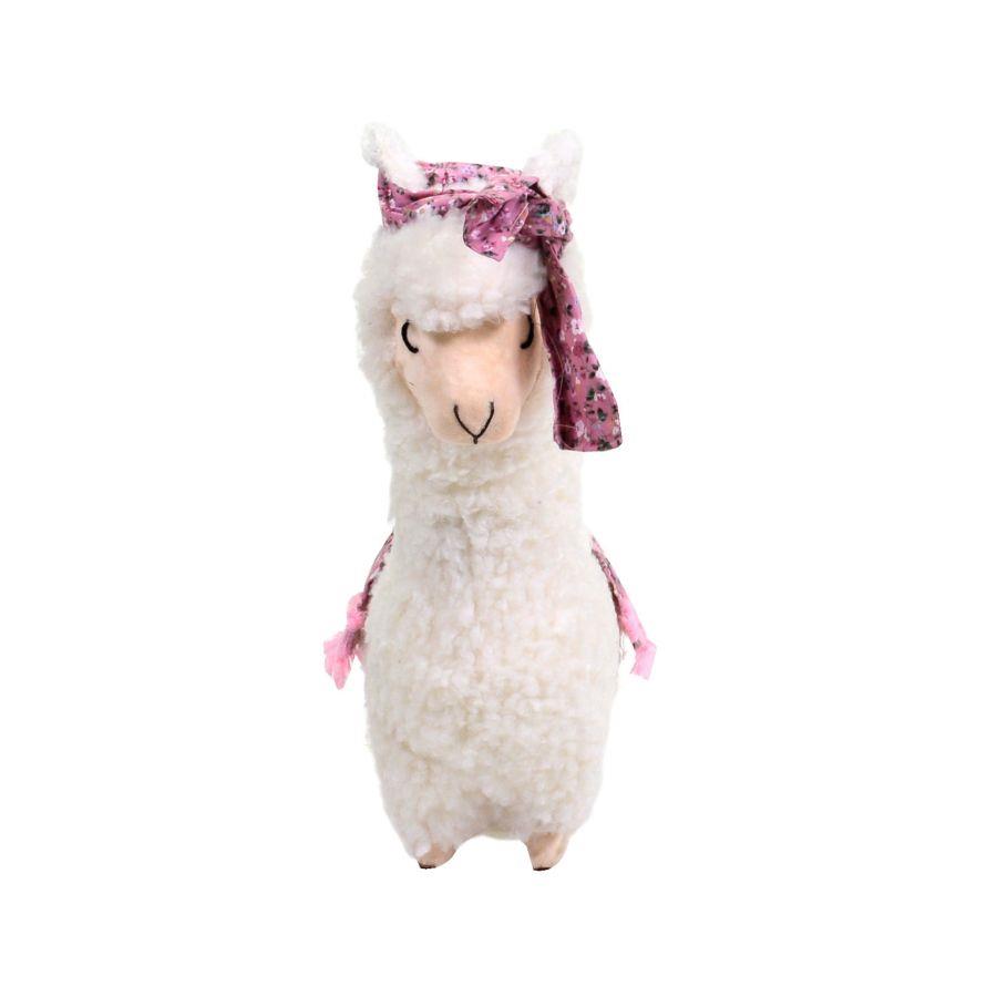 Lama bianco con fiocco fiorellini rosa cm28x14h45