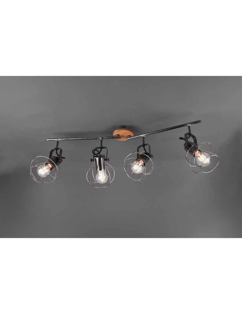 Lampada 4 Faretti Spot Orientabili Madras Industrial Trio Lighting