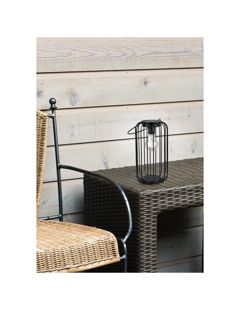 Lampada Da Appoggio Gabbia Metallo Nero Cotoca Con Sensore Trio Lighting