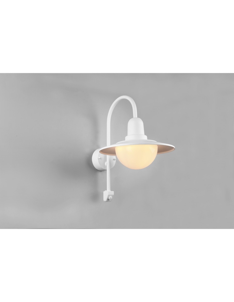 Lampada Da Parete Vintage Braccio Curvo Bianco Con Sensore Movimento IP44 Norman Trio Lighting