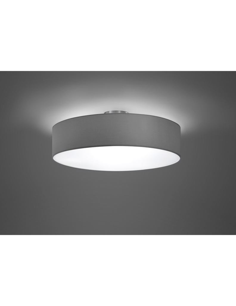 Lampada Da Soffitto Hotel 3 Luci Paralume Stoffa Grigia Trio Lighting