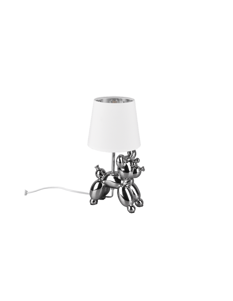 Lampada Da Tavolo Bello Argento Paralume Bianco L17 cm Trio Lighting