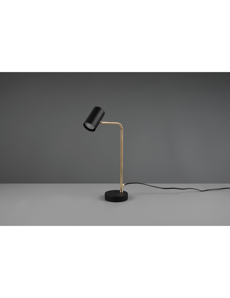 Lampada Da Tavolo Marley Ottone E Spot Nero H45 Trio Lighting