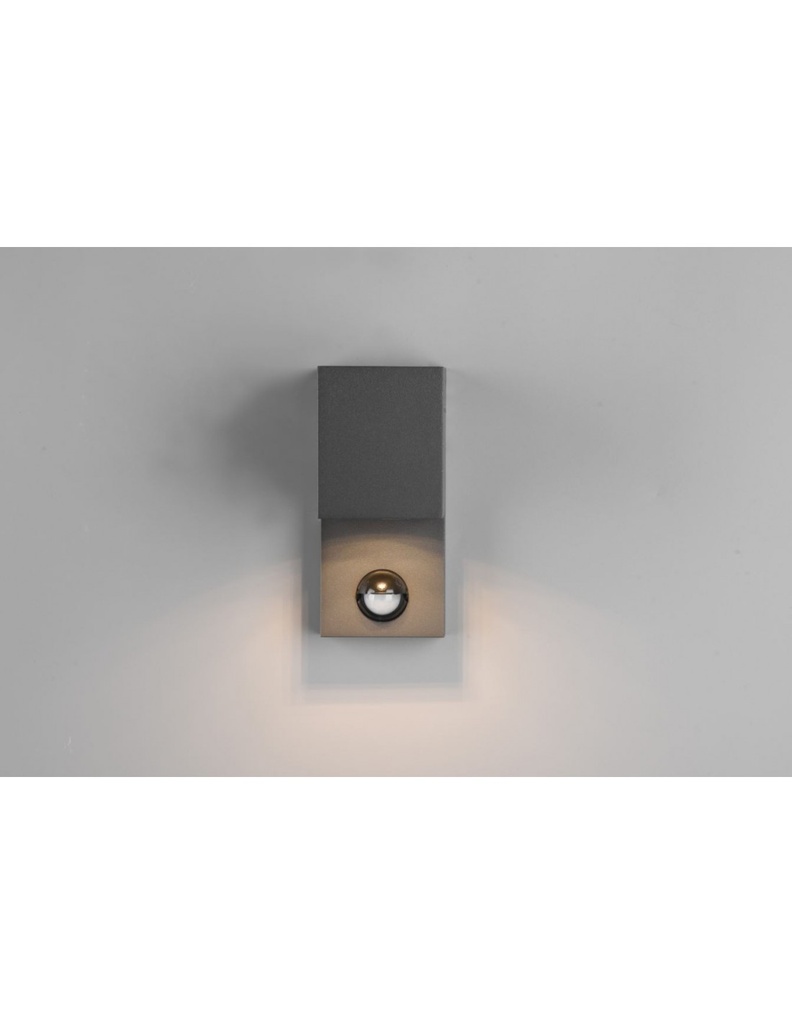 Lampada Parete Cubo Roya Antracite Sensore Movimento IP44 Trio Lighting