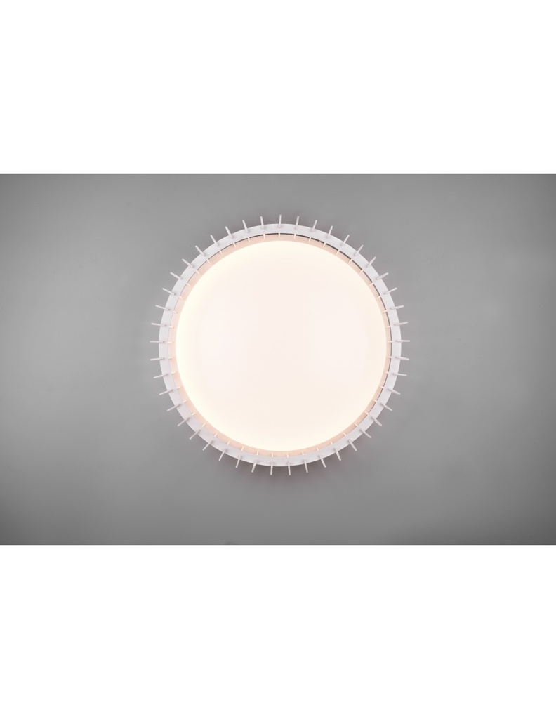 Lampada Rotonda Soffitto Legno Bianco Led 38w Dimmer Monte Trio Lighting