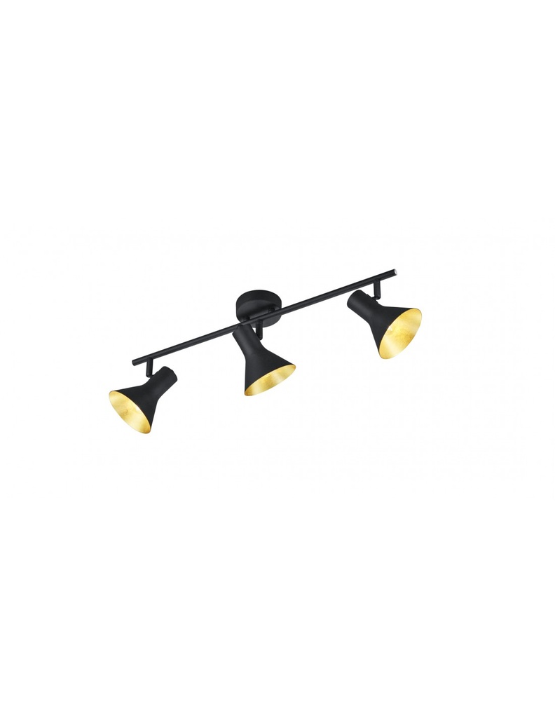 Lampada Soffitto 3 Faretti Spot E14 Nina Nero e Oro Trio Lighting