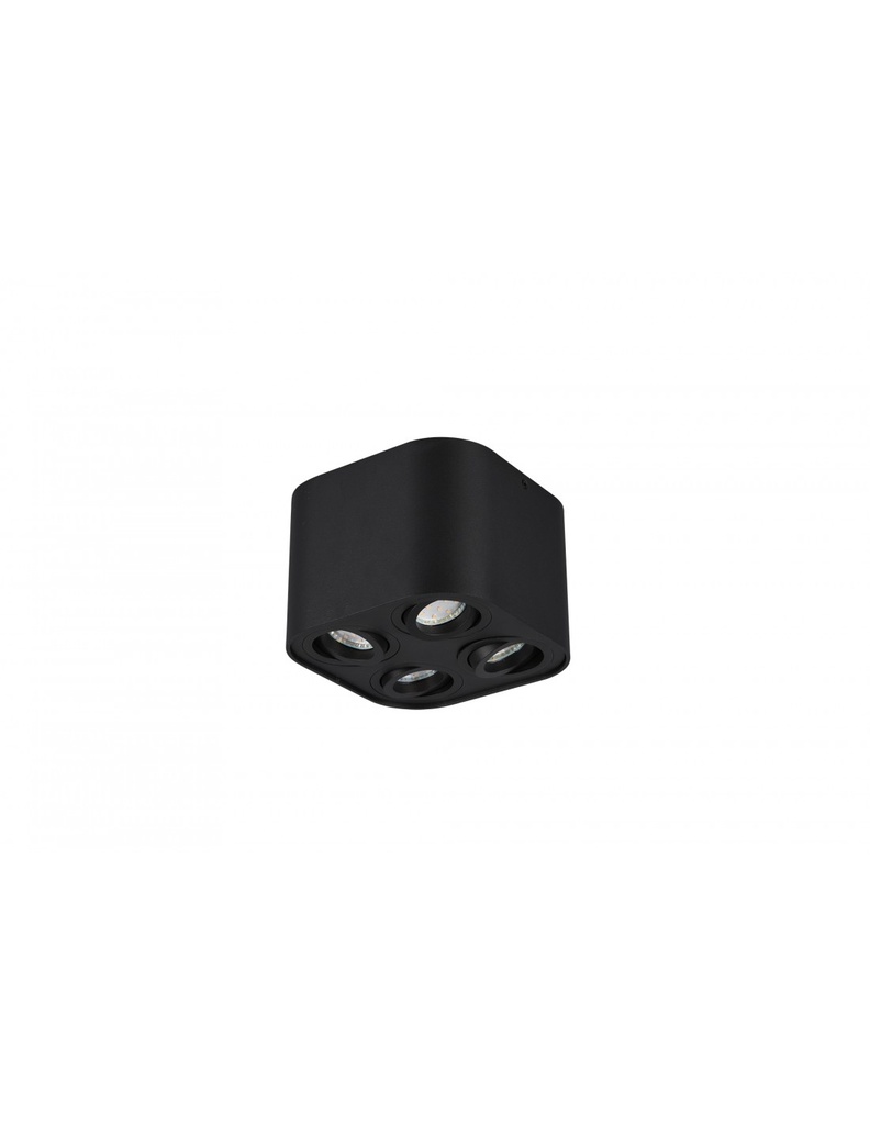 Lampada Soffitto 4 Spot GU10 Orientabili Cookie Cubo Nero Trio Lighting