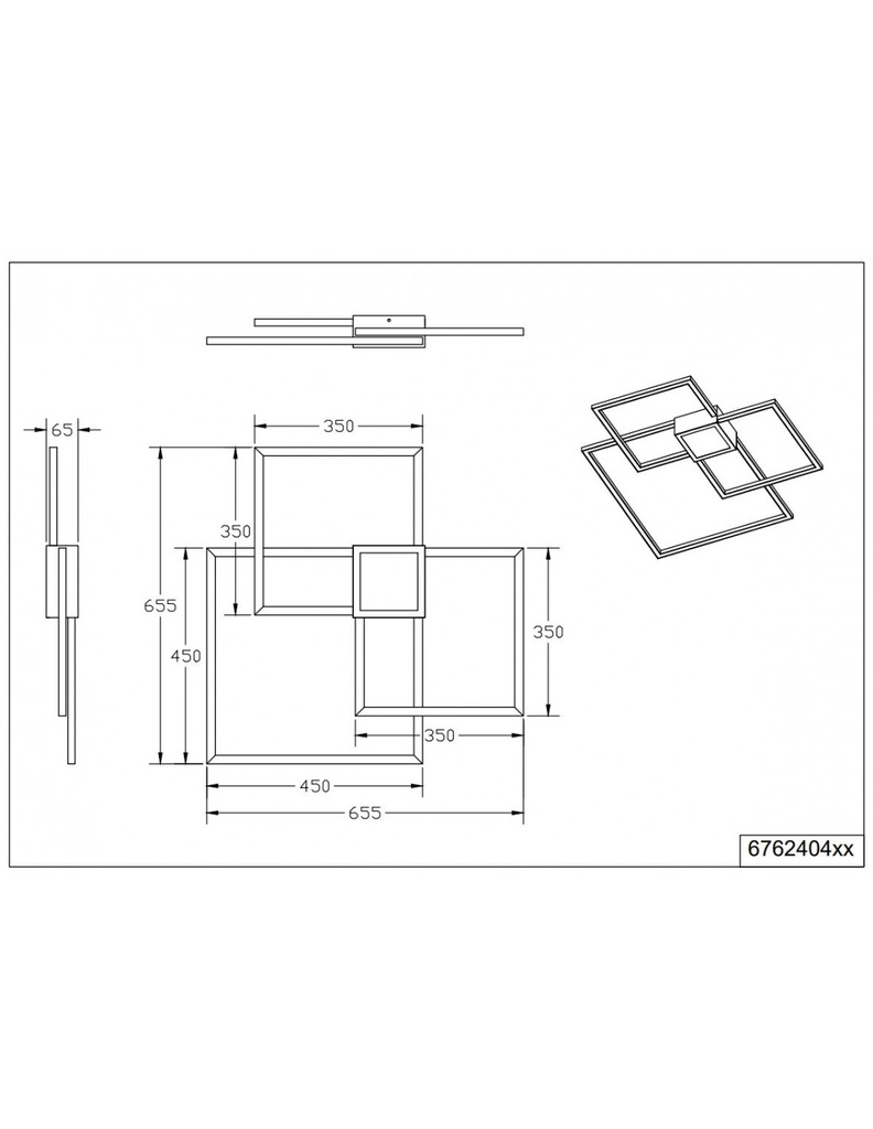 Lampada Soffitto Hydra Design Quadrati Bianco Led 4000k Trio Lighting