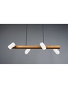 Lampada Sospensione Lineare Legno 4 Spot Cilindrici Orientabili Bianco Marley Trio Lighting