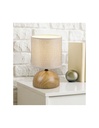 Lampada Tavolo Luci Base Mezza Sfera Effetto Legno Con Paralume Beige Trio Lighting