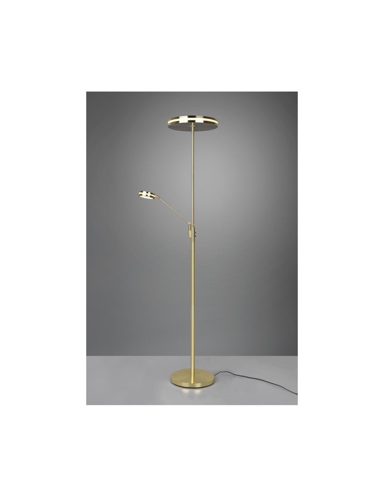 Lampada Terra Touch Dimmer Led Con Spot Da Lettura Franklin Ottone Satinato Trio Lighting