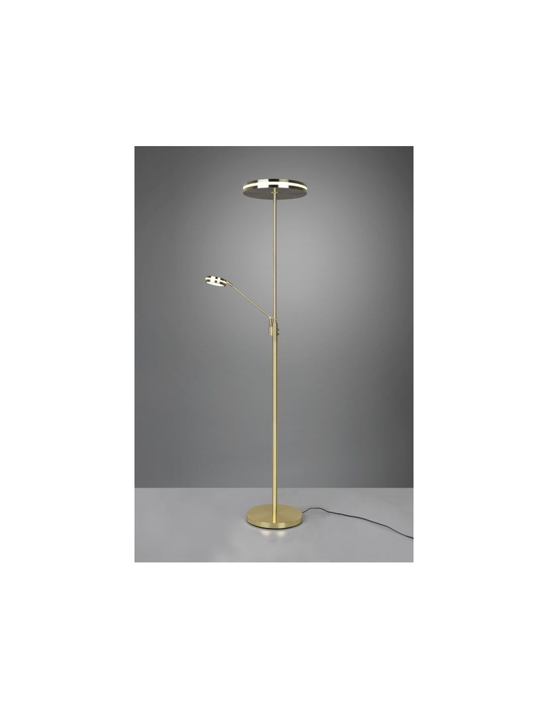 Lampada Terra Touch Dimmer Led Con Spot Da Lettura Franklin Ottone Satinato Trio Lighting