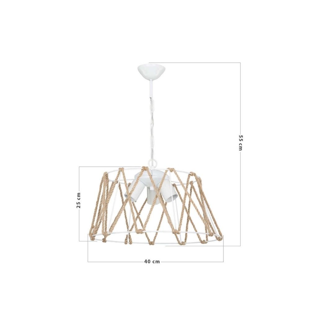 Lampada a sospensione  Evren ASZ1030 3 luci metallo bianco e corda