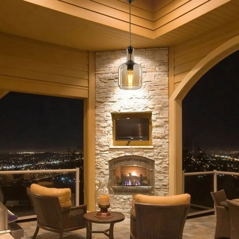 Lampada a sospensione Boston MDL3554 con diffusore vetro fumè