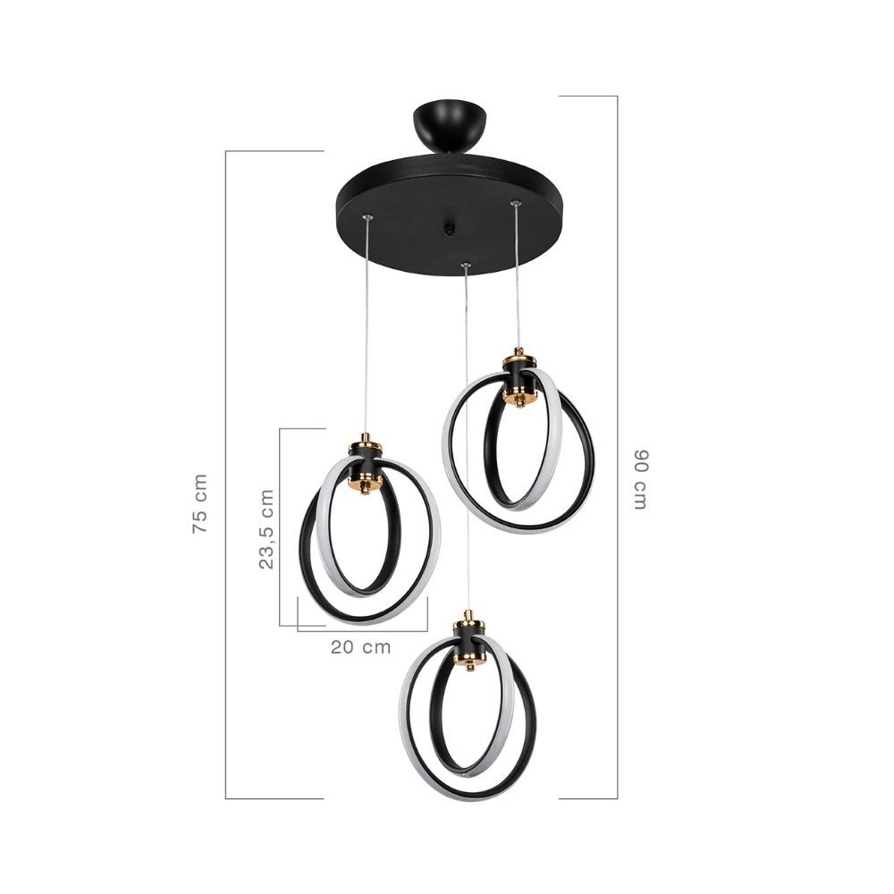 Lampada a sospensione Felicia tre punti luce cerchi LED ASZ1593