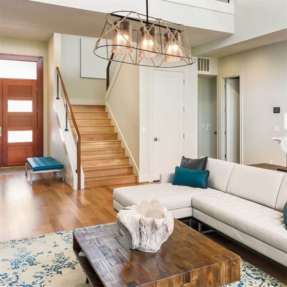 Lampada a sospensione Gezegen ASZ0986 3 luci metallo nero e corda