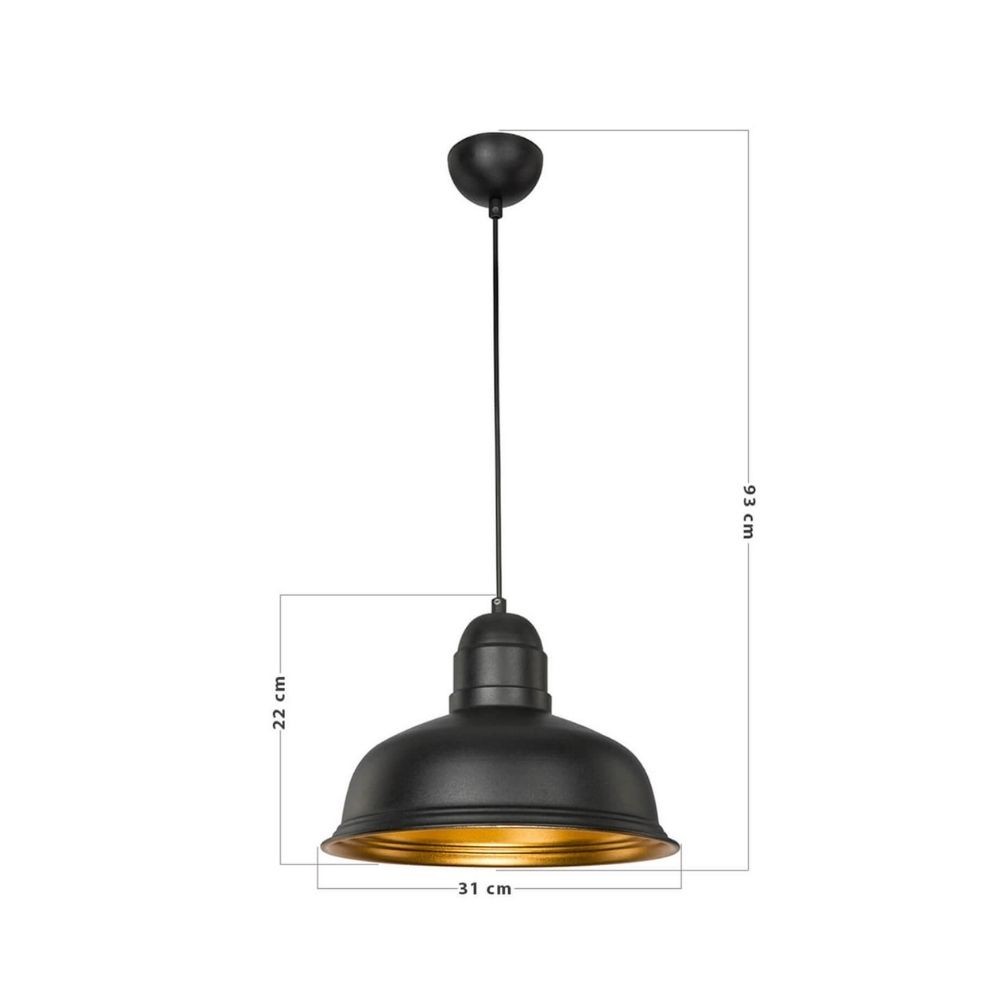 Lampada a sospensione Kumbet MDL3053 metallo nero interno oro