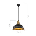 Lampada a sospensione Rena ASZ1341 metallo nero interno oro