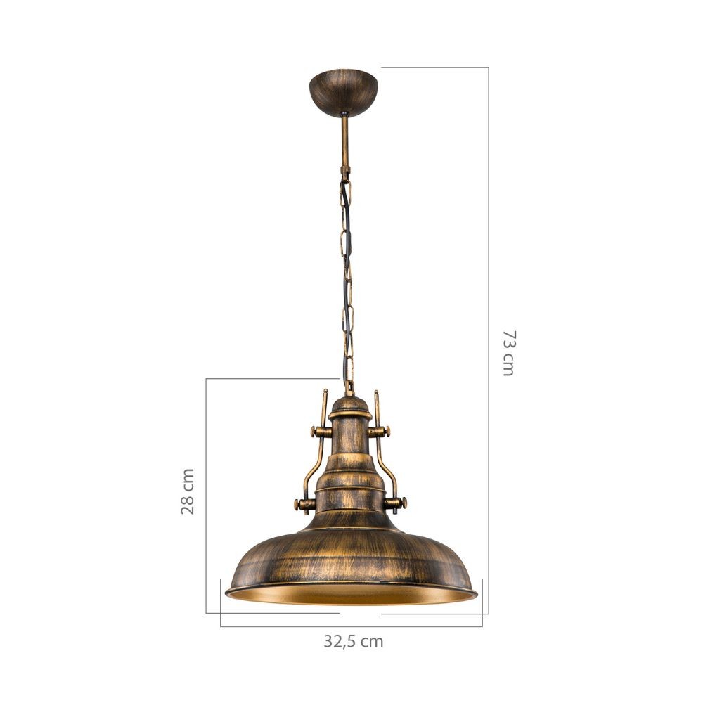 Lampada a sospensione Tarus stile industriale oro antichizzato MDL4468