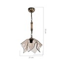 Lampada a sospensione Volga MDL3781 oro antichizzato e vetro fumè