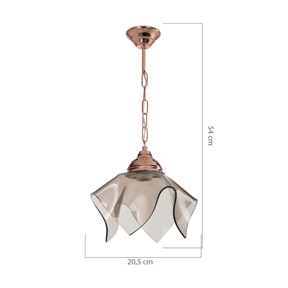 Lampada a sospensione Volga MDL3782 rame e vetro fumè