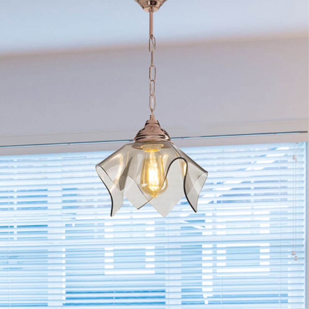 Lampada a sospensione Volga MDL3782 rame e vetro fumè