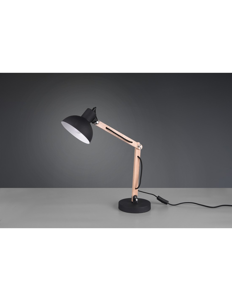 Lampada da Tavolo Kimi Legno E Paralume Nero Trio Lighting
