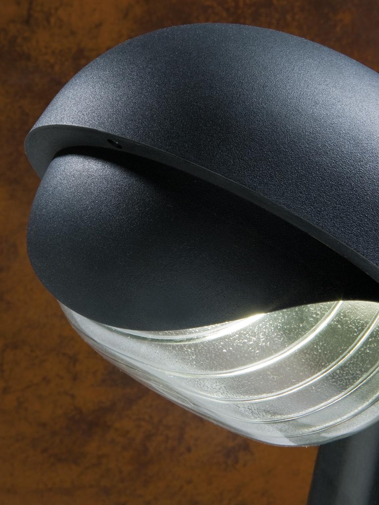 Lampada da esterno ovale in termoplastico con diffusore in vetro stampato nero