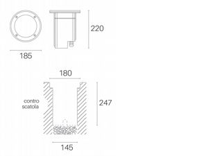 Lampada da incasso pavimento in alluminio pressofuso, vetro infrangibile, IP65, 40W nero