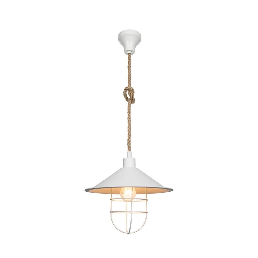 Lampada da soffitto Bulut ASZ0631 metallo bianco e corda iuta