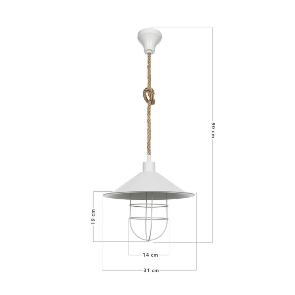Lampada da soffitto Bulut ASZ0631 metallo bianco e corda iuta