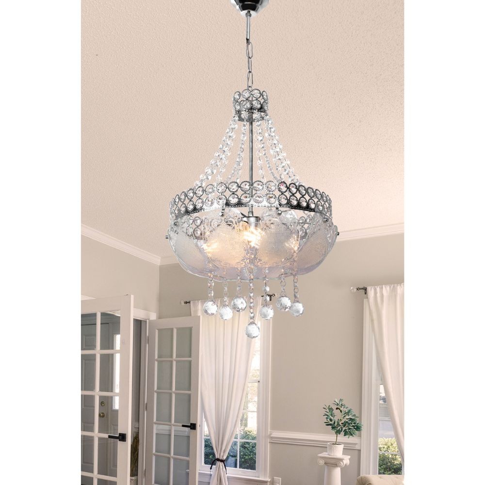 Lampada da soffitto Sare MDL3550 argento vetro decorato e pietre effetto cristallo