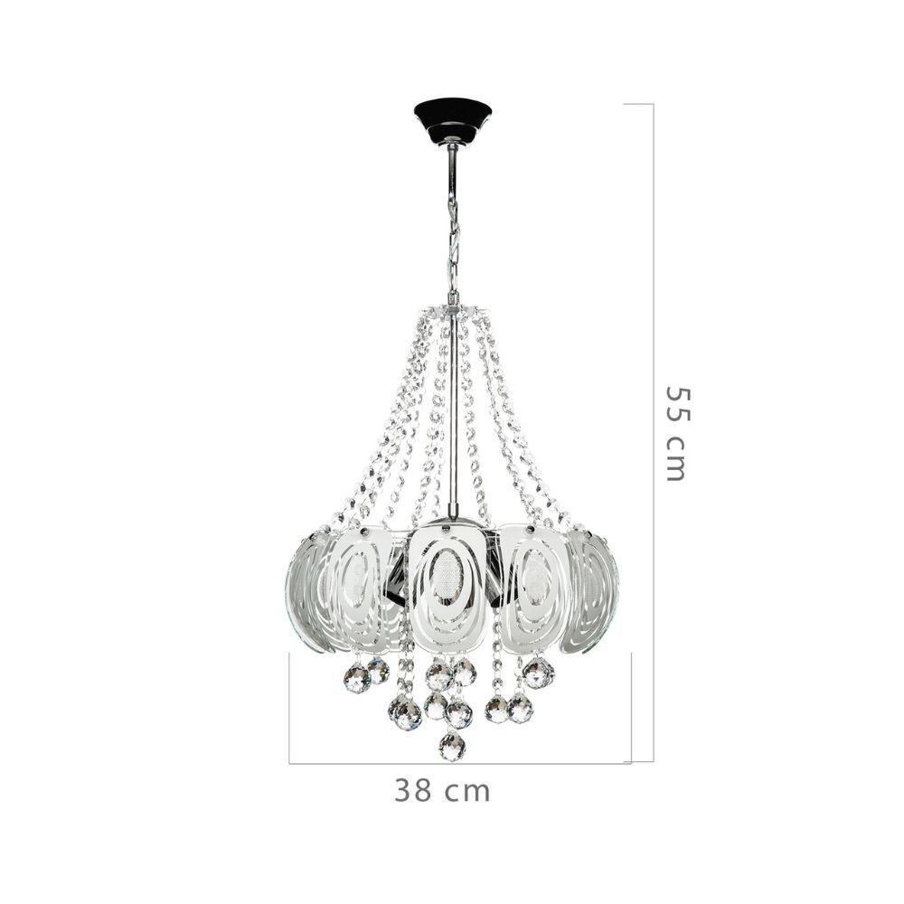 Lampada da soffitto Yon MDL3973 argento vetro decorato e pietre effetto cristallo