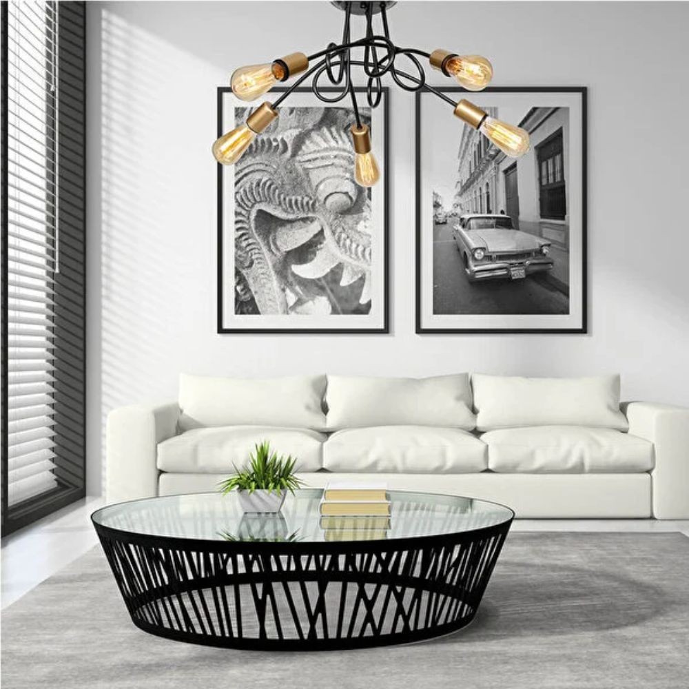 Lampada da soffitto a 5 luci Sardala MDL3843 metallo intrecciato