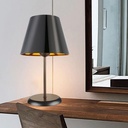 Lampada da tavolo Verda ASZ1212 in metallo e paralume tessuto nero