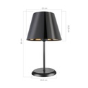 Lampada da tavolo Verda ASZ1212 in metallo e paralume tessuto nero