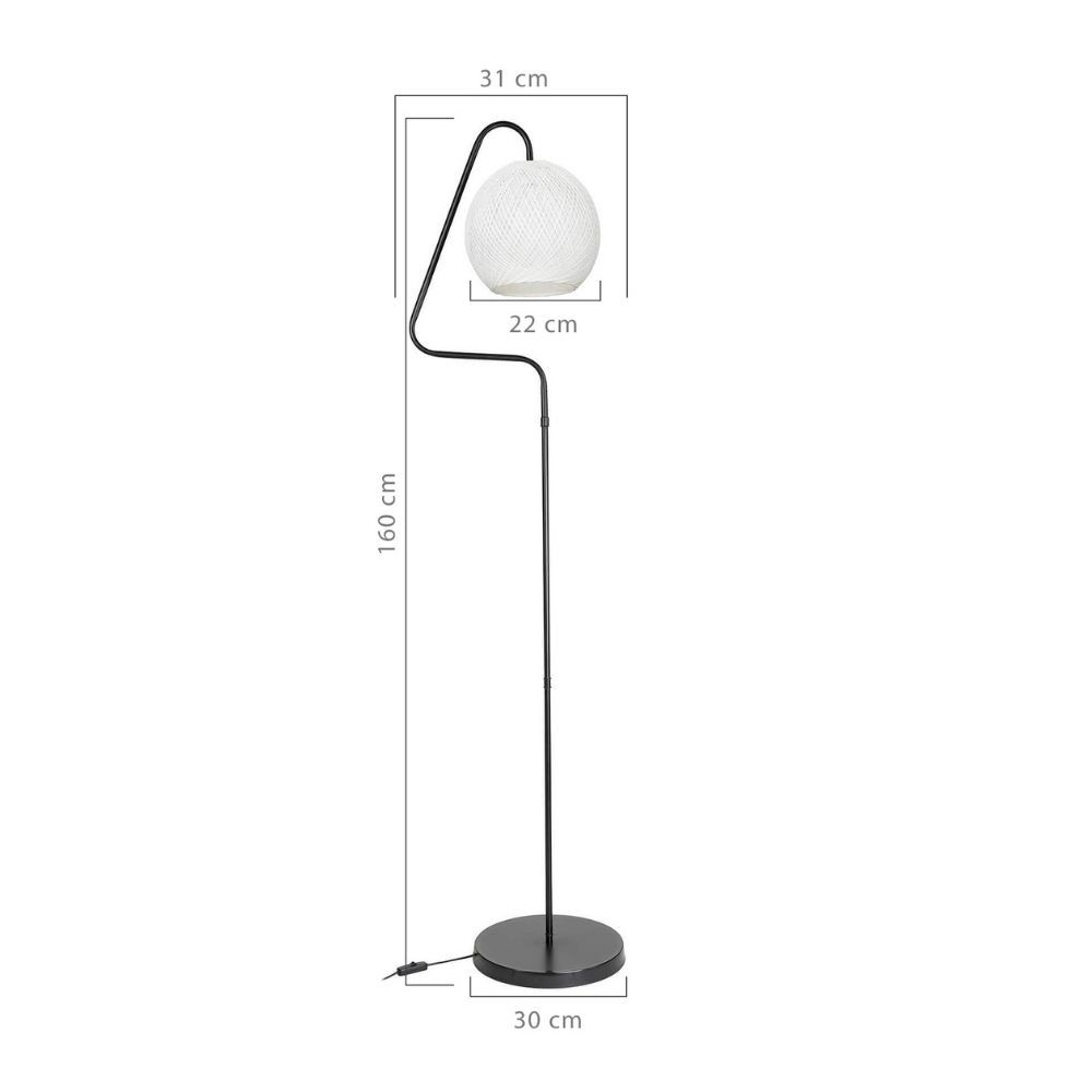Lampada da terra a stelo Yumak MDL4256 grigio e paralume tessuto bianco