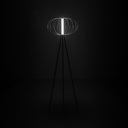 Lampada da terra in acciaio con paralume nero lucido 50x50x150h cm