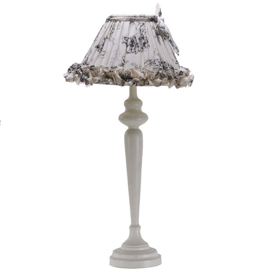 Vintage cream metal lamp 30h68 cm with gray bow