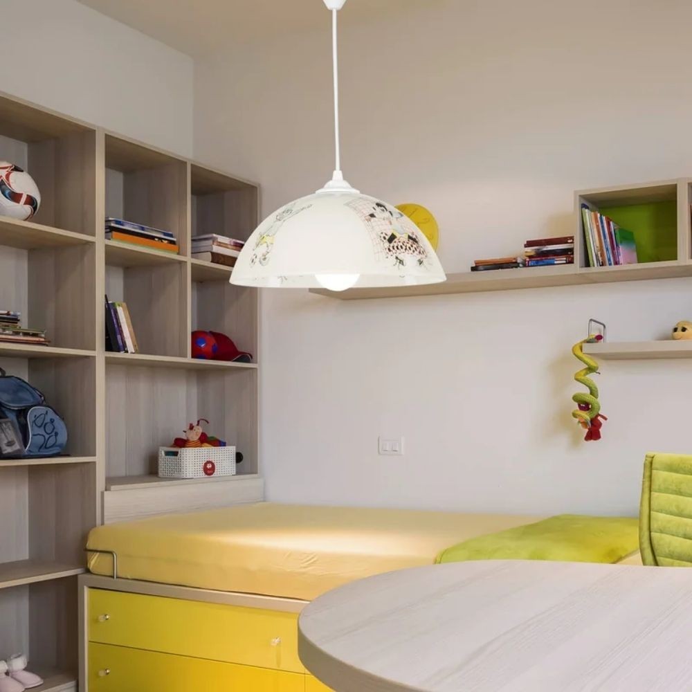 Lampada per cameretta Mufi MDL4164 vetro bianco con disegni