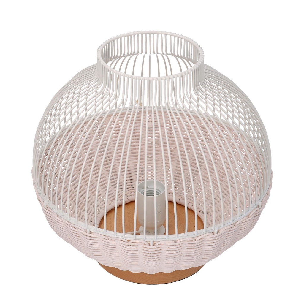 White rattan lamp with cmø30,5h29,5 base