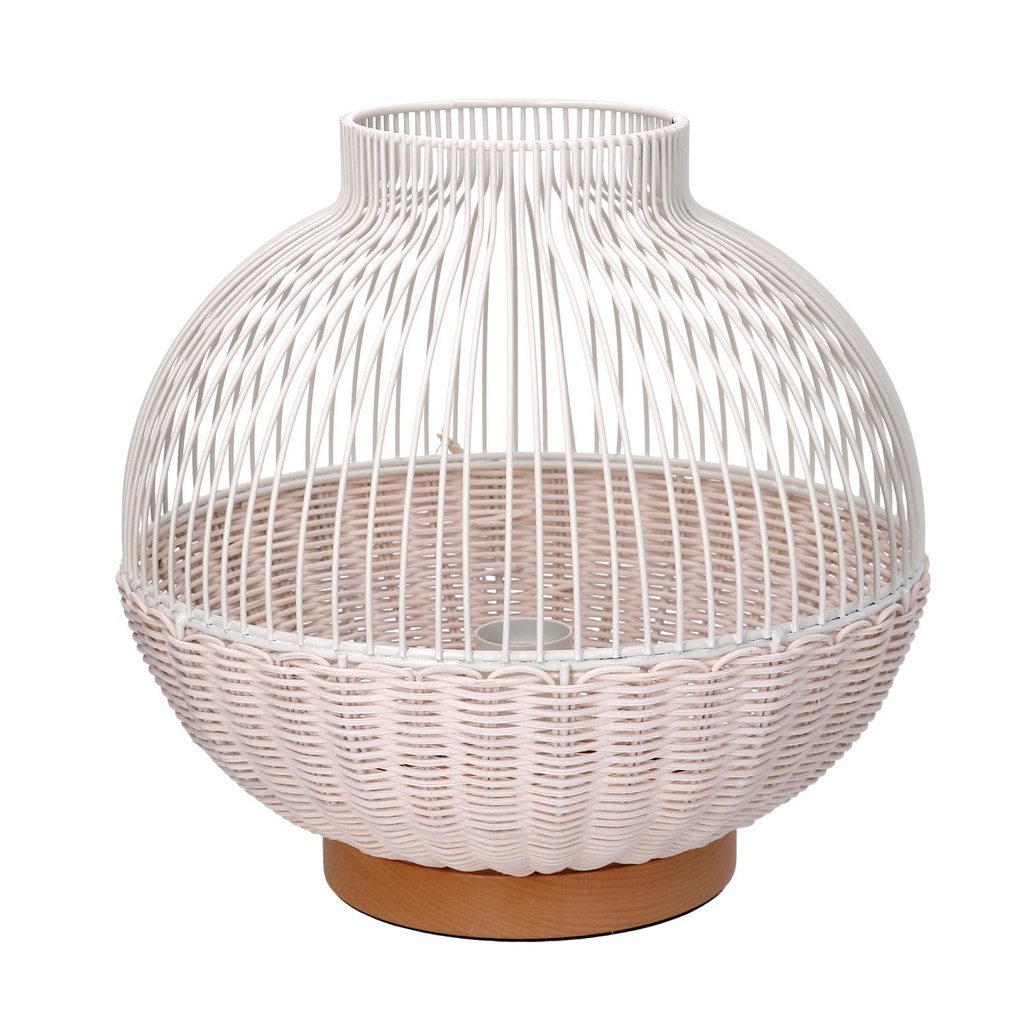 White rattan lamp with cmø30,5h29,5 base