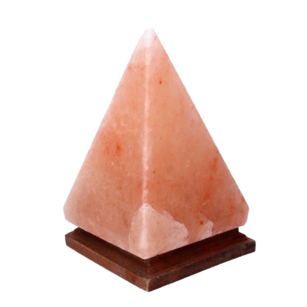 Lampada sale base legno piramide cm 13x13h22