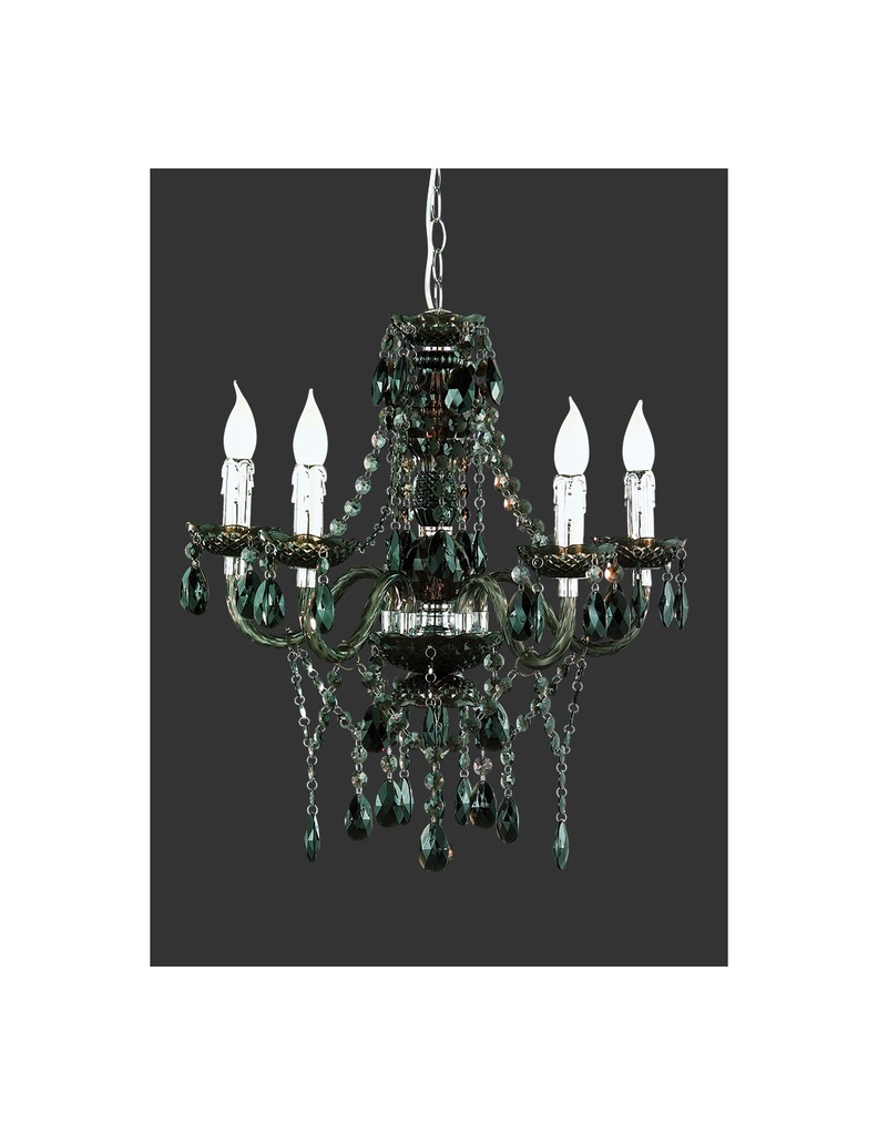 Lampadario 5 Bracci Lüster Classico Cromo e Nero con Pendenti Decorativi Trio Lighting