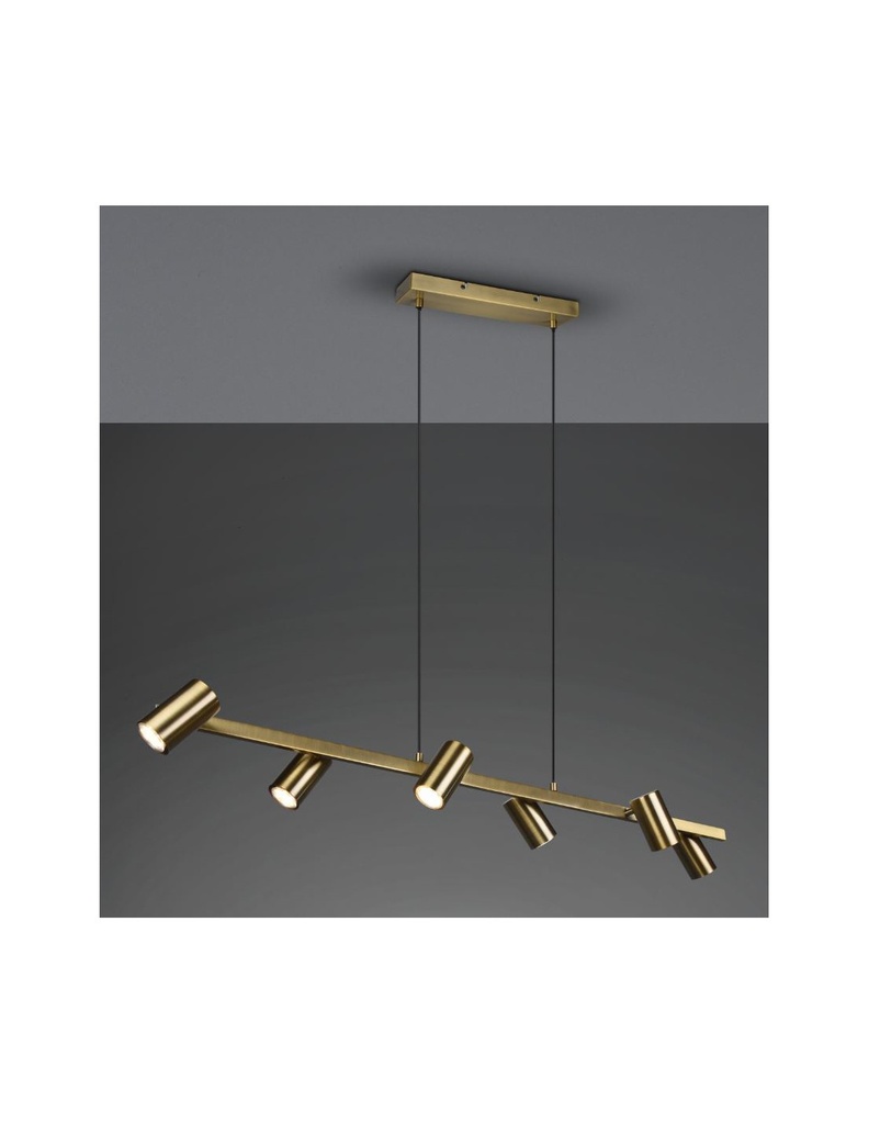 Lampadario 6 Faretti GU10 Orientabili Marley Ottone Invecchiato Trio Lighting